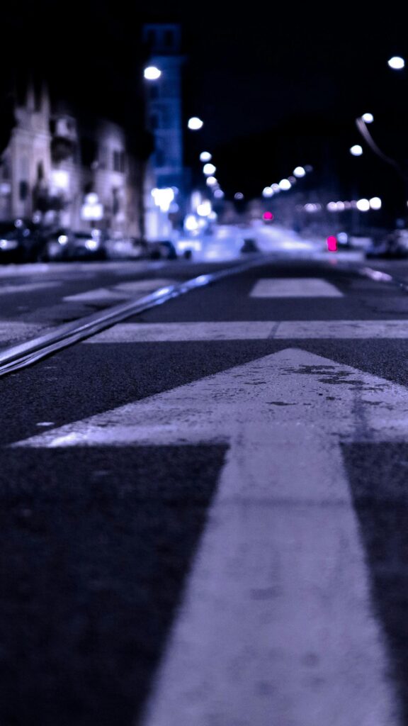 Night City Street Arrow Direction Cinematic Mobile Wallpaper
