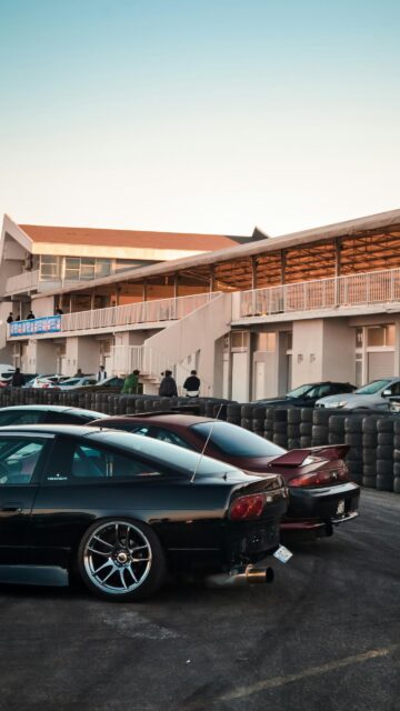 Nissan 180SX and JDM Sports Cars at Racetrack Sunset Wallpaper