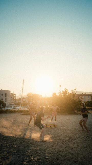 Golden Hour Spikeball Beach Fun With Friends Phone Wallpaper