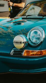 Teal Classic Porsche 911 with Cibie Rally Light Mobile Wallpaper