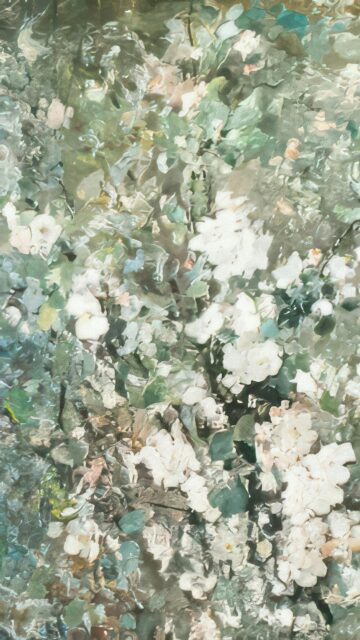 Whimsical White Floral Garden Impressionist Art Mobile Wallpaper
