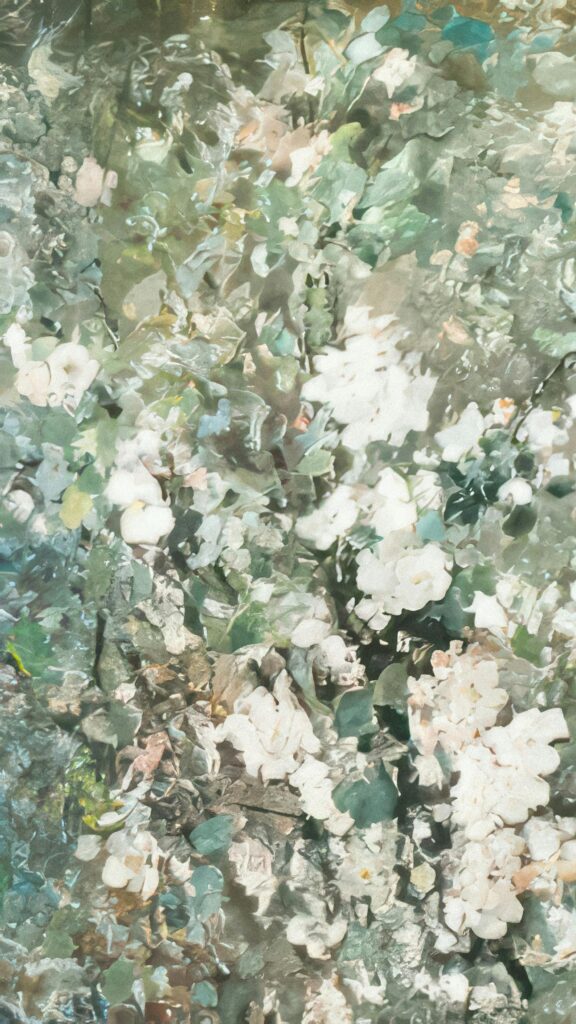 Whimsical White Floral Garden Impressionist Art Mobile Wallpaper