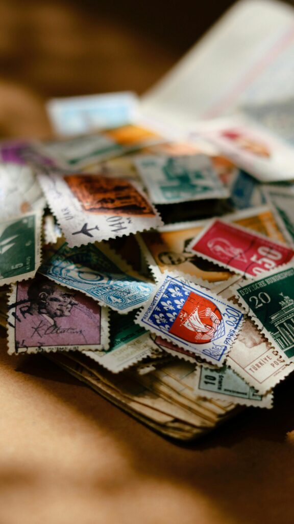 Macro Shot of Vintage International Postage Stamps Wallpaper