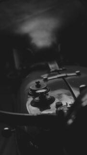 Close-up Vintage Motorcycle Dashboard Aesthetic Black and White Wallpaper