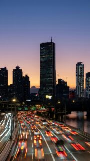 Breathtaking Seoul Cityscape Night Lights Traffic Mobile Wallpaper
