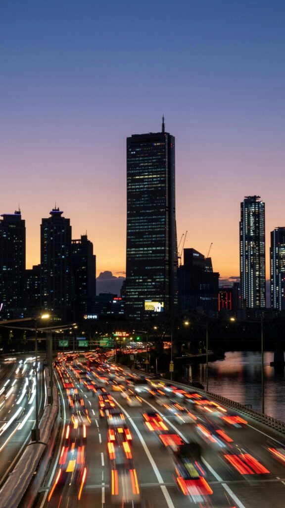 Breathtaking Seoul Cityscape Night Lights Traffic Mobile Wallpaper