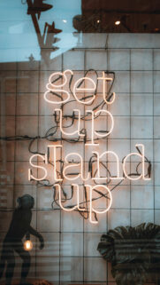 Set Up Stand Up Neon Affirmation for Daily Manifestation Success Wallpaper