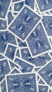Mystical Blue Bicycle Rider Back Playing Cards Spiritual Energy Wallpaper