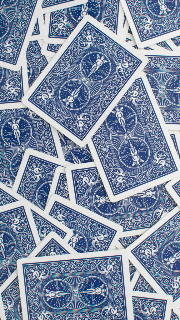 Mystical Blue Bicycle Rider Back Playing Cards Spiritual Energy Wallpaper