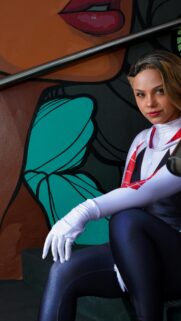 Stunning Spider-Gwen Cosplay Portrait for Phone Wallpaper