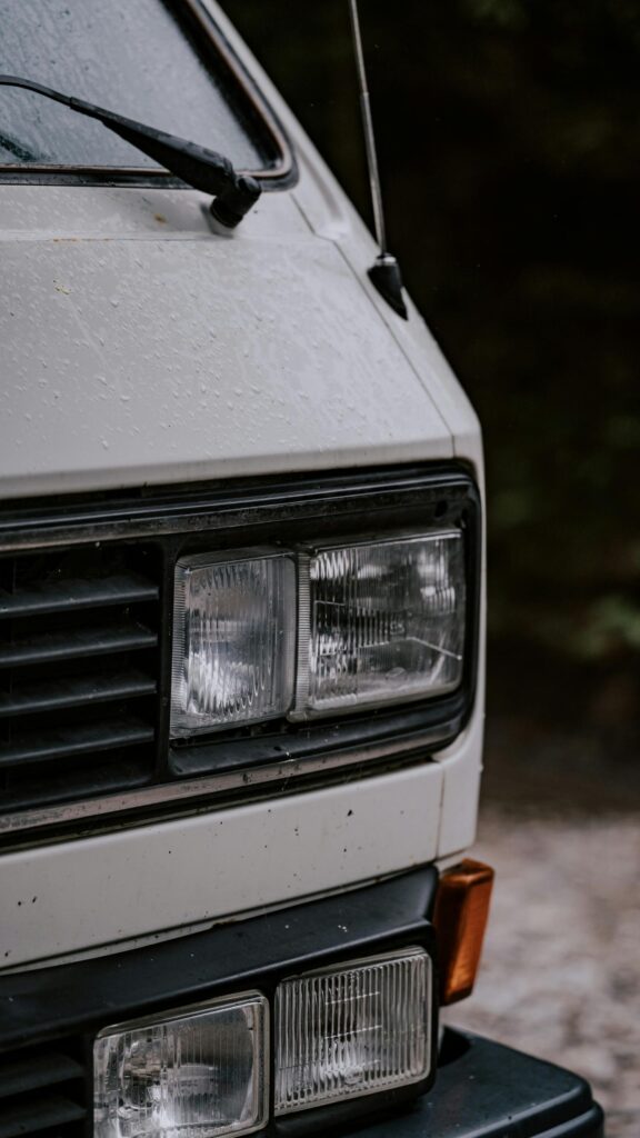 Vintage VW Van Front Grille and Headlights Aesthetic Mobile Wallpaper