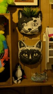 Quirky Cat Wall Decor and Ceramic Vases Aesthetic Phone Wallpaper