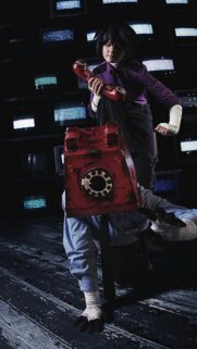 Creepy Phone Head Cosplay Dark Cinematic Mobile Wallpaper