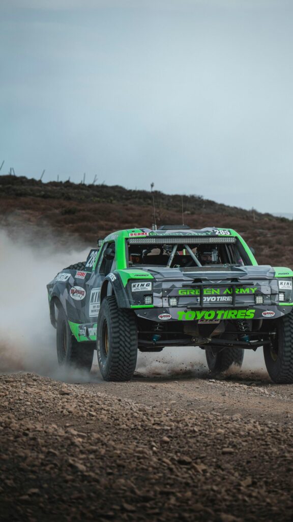 Off-Road Green Army Racing Trophy Truck HD Mobile Wallpaper