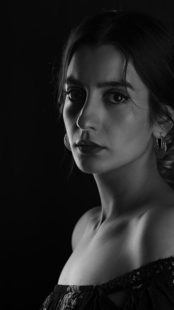 Stunning Monochrome Portrait of a Young Woman Phone Wallpaper
