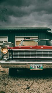 Vintage Red Ford Classic Car Front View Mobile Wallpaper