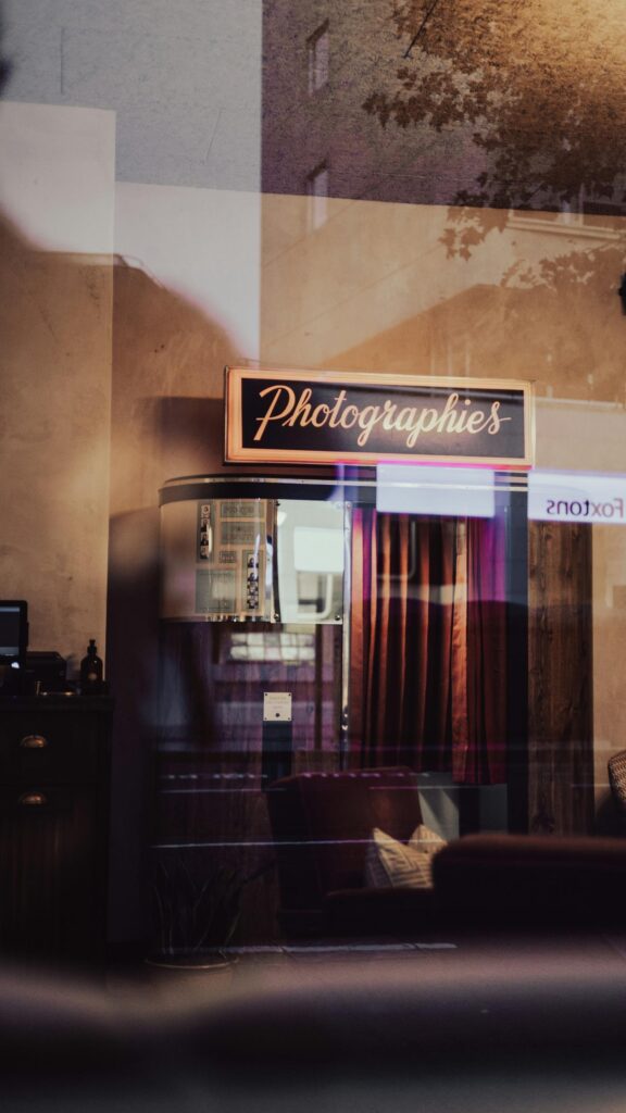 Vintage Photobooth Storefront Aesthetic Moody Mobile Wallpaper