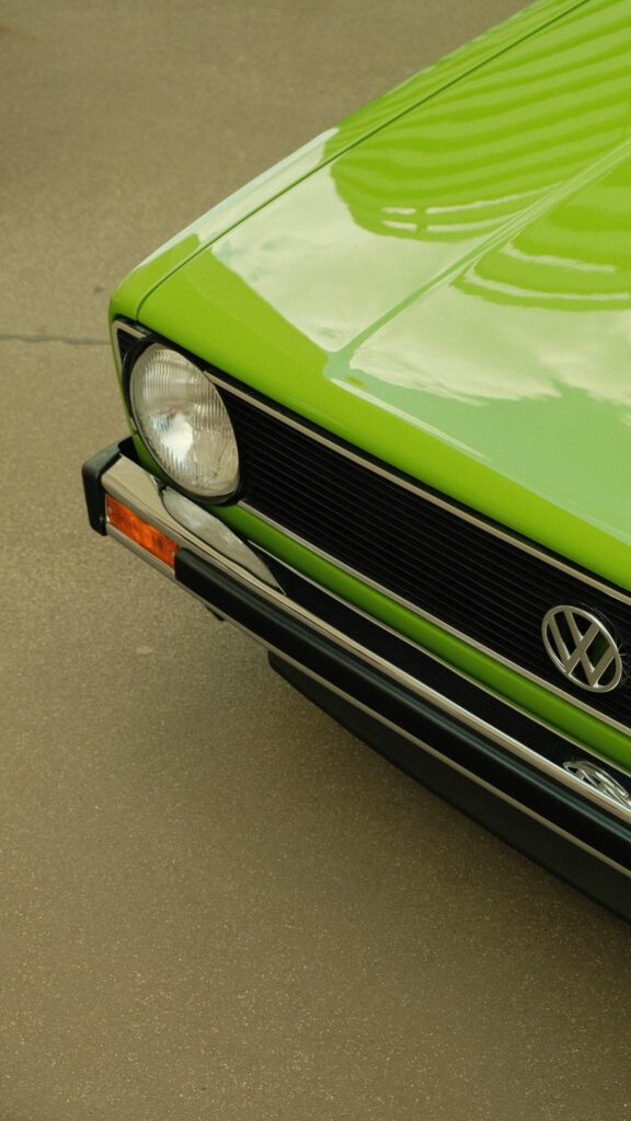 Classic Lime Green Volkswagen Golf Retro Car Aesthetic Wallpaper