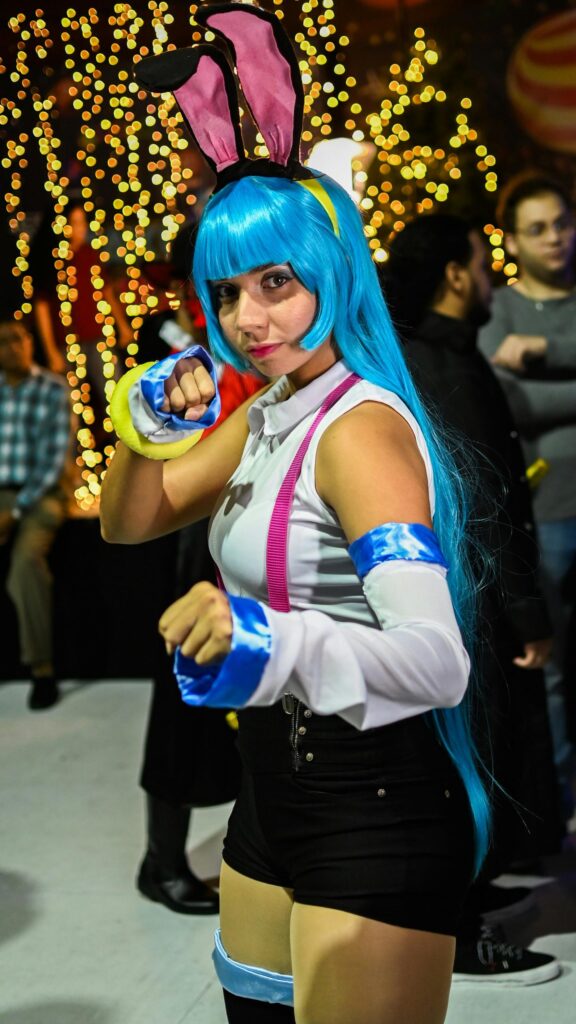 Stunning Blue Haired Anime Cosplay Girl Portrait Wallpaper