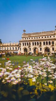 Bara Imambara Historic Architecture with Floral Garden Wallpaper