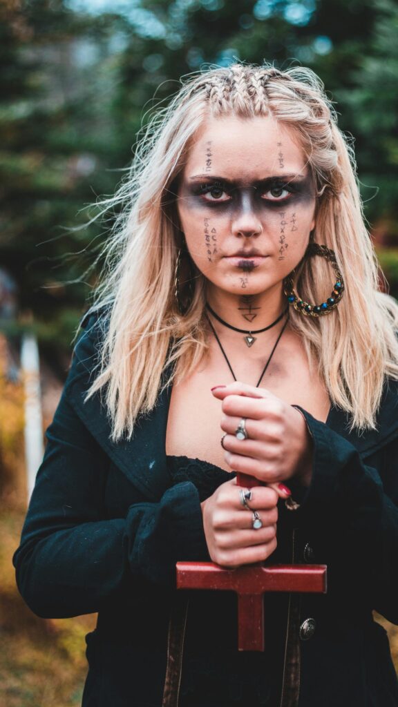 Viking Warrior Queen with Ritual Markings Mobile Wallpaper