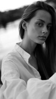 Stunning Monochrome Portrait of a Young Woman Mobile Wallpaper