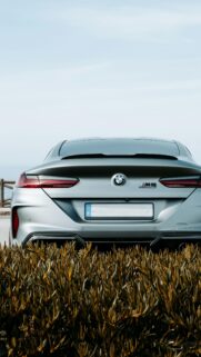 Matte Grey BMW M8 Competition Rear View Phone Wallpaper