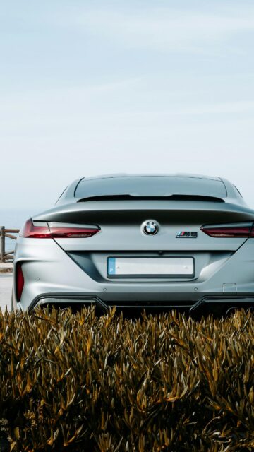 Matte Grey BMW M8 Competition Rear View Phone Wallpaper