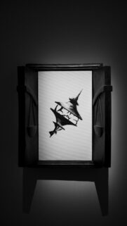 Abstract Surreal Spire Illustration in Wooden Frame Mobile Wallpaper