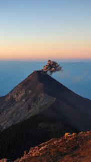 Majestic Volcanic Eruption at Sunset Mobile Phone Wallpaper