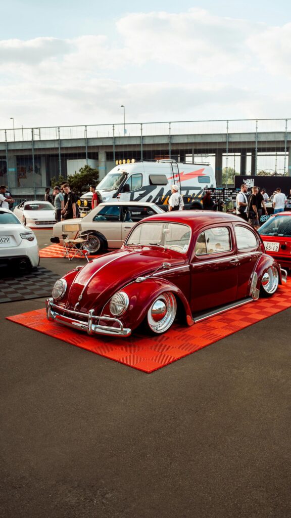 Stunning Custom Metallic Red VW Beetle Car Show Mobile Wallpaper