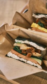 Delicious Asian Style Rice Sandwich Gourmet Food Mobile Wallpaper