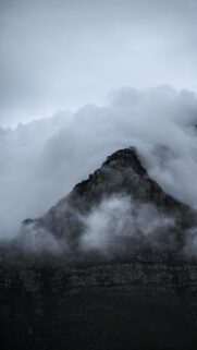 Misty Lion’s Head Mountain Peak Moody Clouds Phone Wallpaper