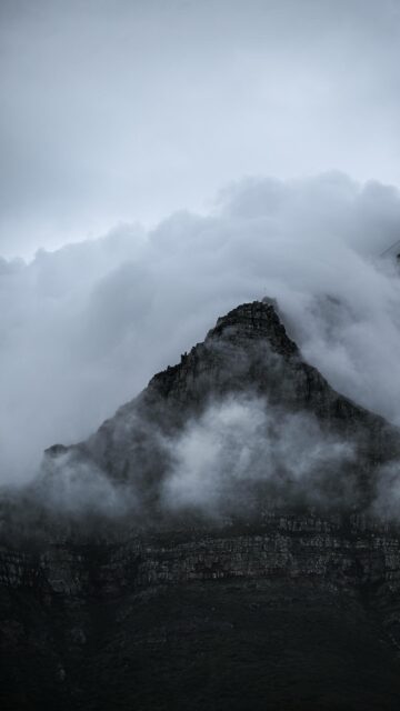 Misty Lion's Head Mountain Peak Moody Clouds Phone Wallpaper