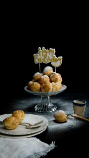 Delicious Cream Puff Birthday Cake Dessert Mobile Wallpaper