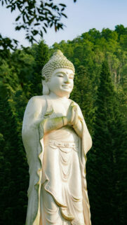Zen Buddha Statue Spiritual Peace and Mindfulness Meditation Wallpaper