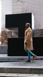 Elegant Man in Camel Overcoat Street Fashion 4K Mobile Wallpaper