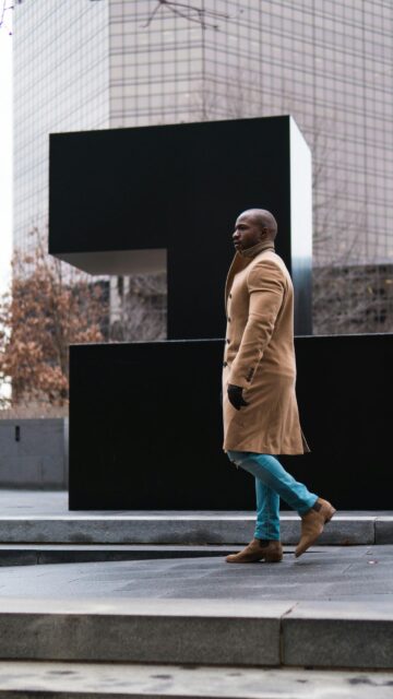 Elegant Man in Camel Overcoat Street Fashion 4K Mobile Wallpaper