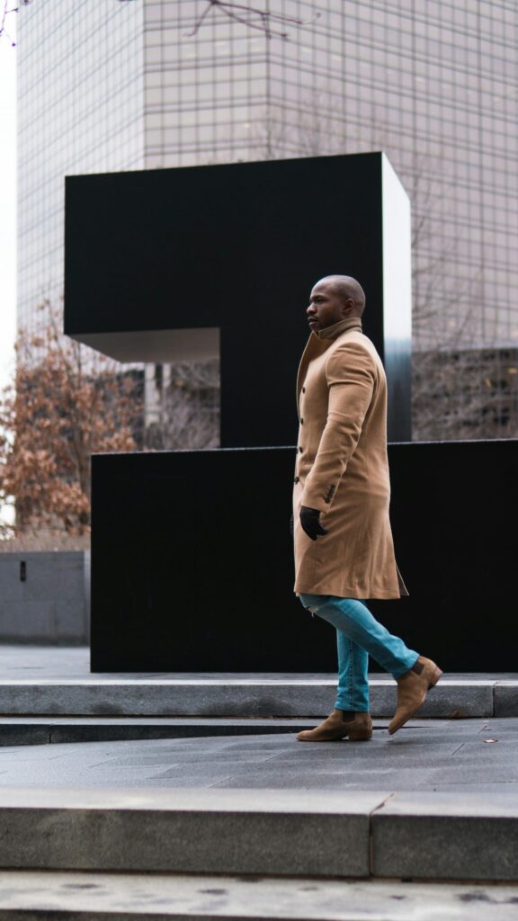 Elegant Man in Camel Overcoat Street Fashion 4K Mobile Wallpaper