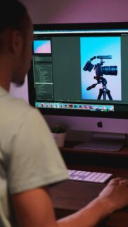 Professional Photographer Editing Studio Setup Desktop Wallpaper