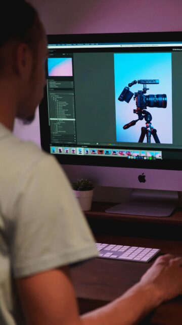 Professional Photographer Editing Studio Setup Desktop Wallpaper