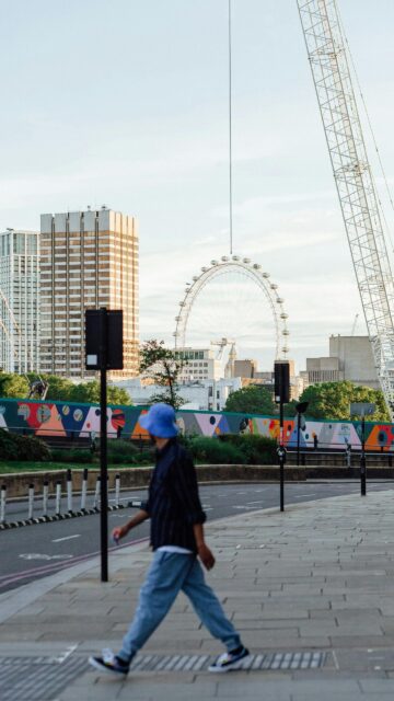 Urban London Street Scene with London Eye Mobile Wallpaper