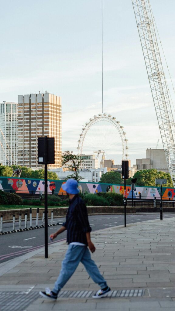 Urban London Street Scene with London Eye Mobile Wallpaper