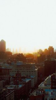 Stunning Golden Hour NYC Skyline Aerial View Mobile Wallpaper