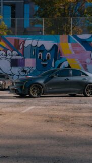 Dark Grey Cadillac CT4-V Blackwing Sports Sedan Mobile Wallpaper