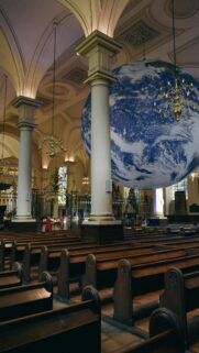 Stunning Earth Globe Hanging in Historic Church Cathedral Wallpaper