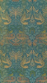 Vintage William Morris Peacock and Floral Motif Aesthetic Wallpaper