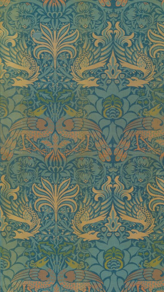 Vintage William Morris Peacock and Floral Motif Aesthetic Wallpaper