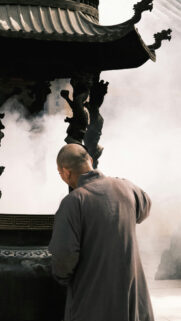 Zen Monk Incense Ritual Spiritual Meditation Aesthetic Wallpaper