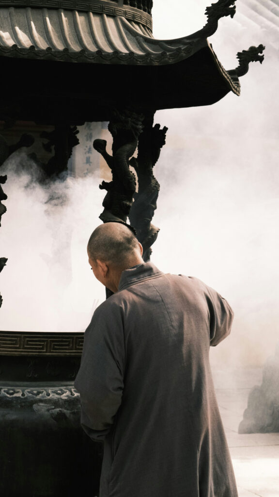 Zen Monk Incense Ritual Spiritual Meditation Aesthetic Wallpaper